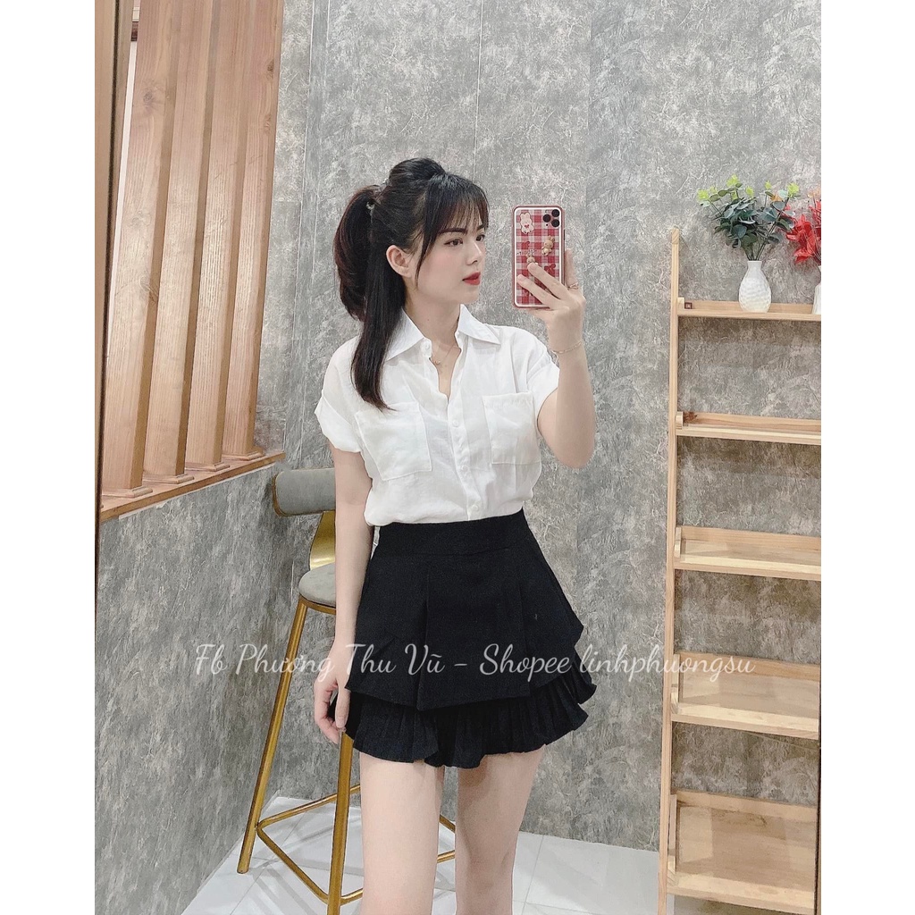 Áo sơ mi tay hến vải đũi lụa siêu mát có nắp túi siêu RẺ