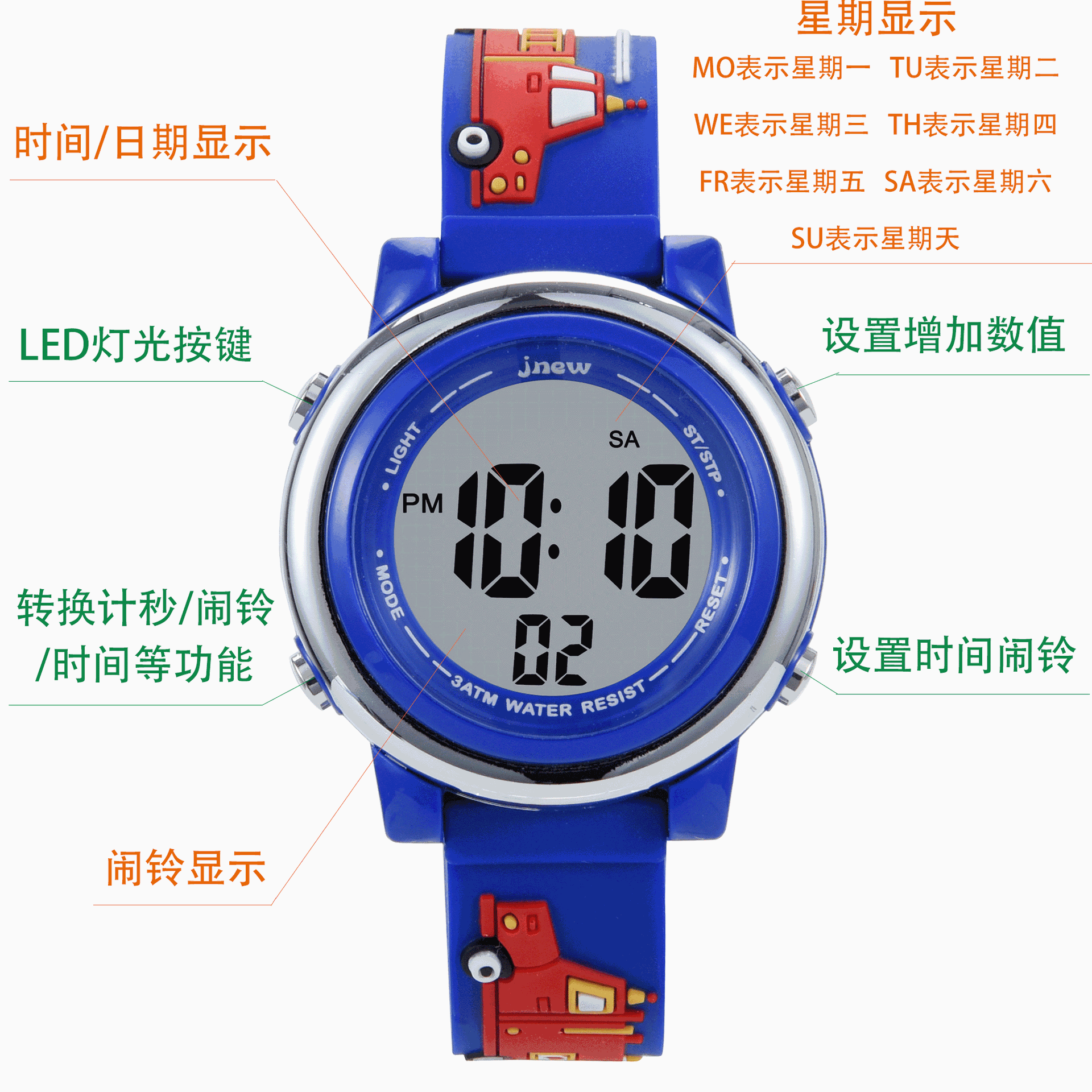 Đồng Hồ Điện Tử Chống Nước Có Đèn Led Họa Tiết Hoạt Hình Cho Bé | BigBuy360 - bigbuy360.vn