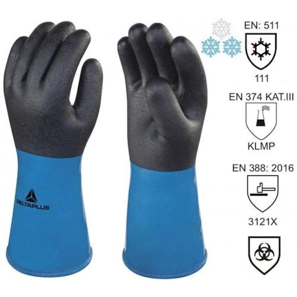 Găng tay chịu lạnh Delta plus Thinksafe, bao tay chịu nhiệt -40, độ cấu tạo phủ Latex, thao tác đa năng, ôm tay - VV837