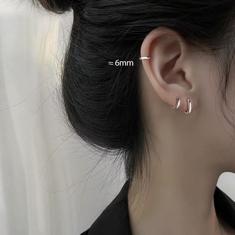 Ahellogirl Khuyên tai dạng vòng thời trang Hàn Quốc 2021 mới sành điệu