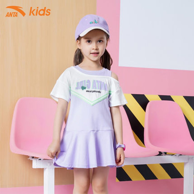 Váy liền bé gái tím pastel nhẹ nhàng thương hiệu Anta Kids W362129799-2