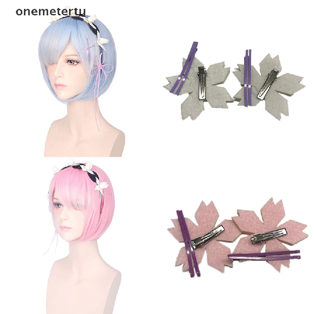 Bộ Tóc Giả Hóa Trang Nhân Vật Ram Twins Màu Hồng / Xanh Trong Anime Re: Zero