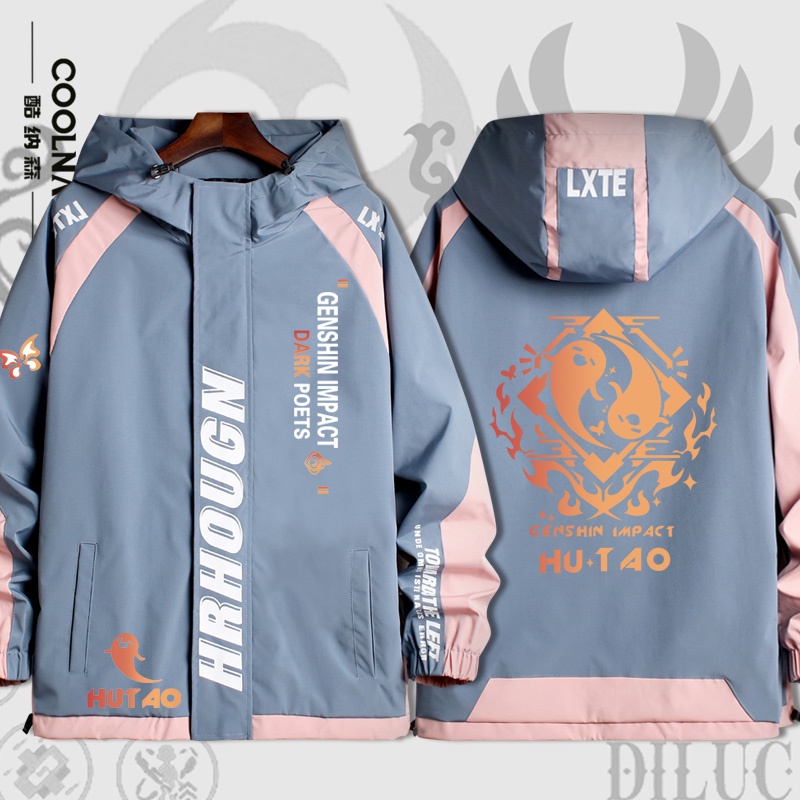 Áo khoác in hoạt hình genshin impact lá phong tartaglia childe xiao hutao phong cách thu đông cho nam nữ