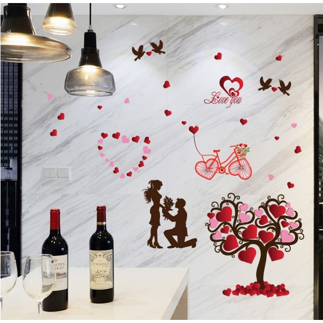 Decal trang trí tường - Cây Tình Yêu 02