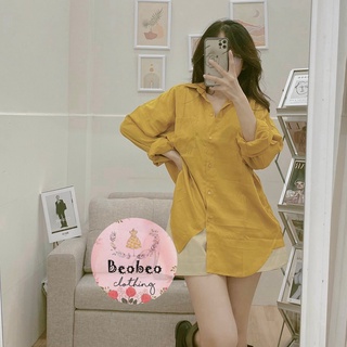 [Ảnh thật] Áo sơ mi oversize lụa tay dài có túi ulzzang
