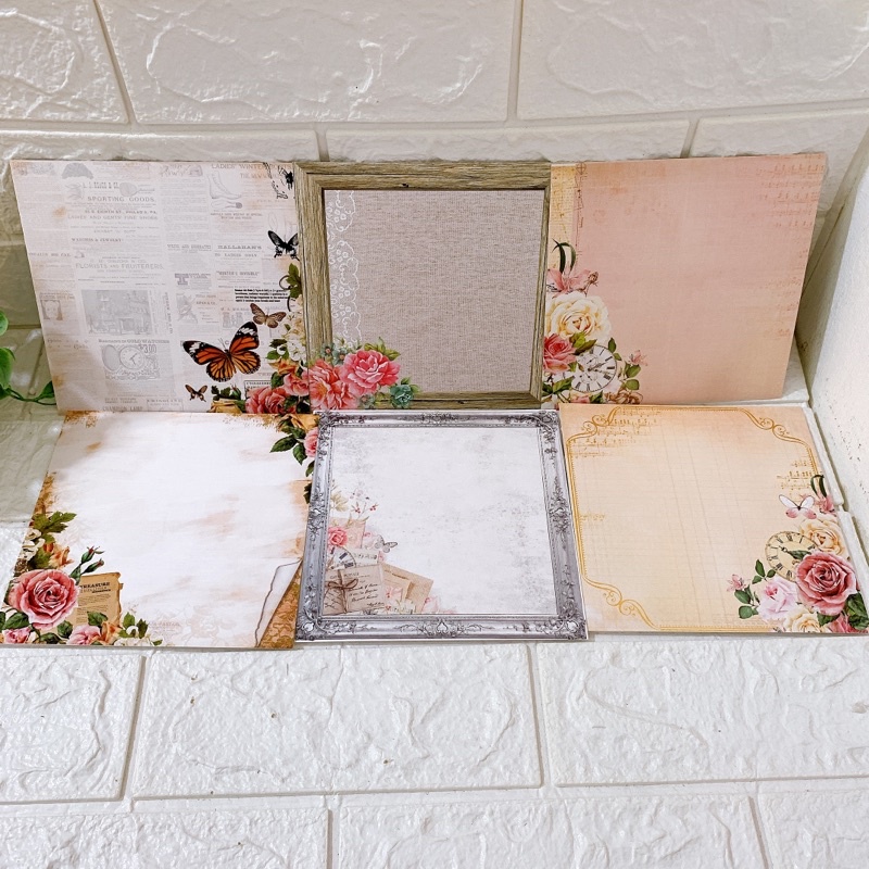 Giấy nền hoạ tiết size 15cmx15cm chủ đề Vintage định lượng 250gsm