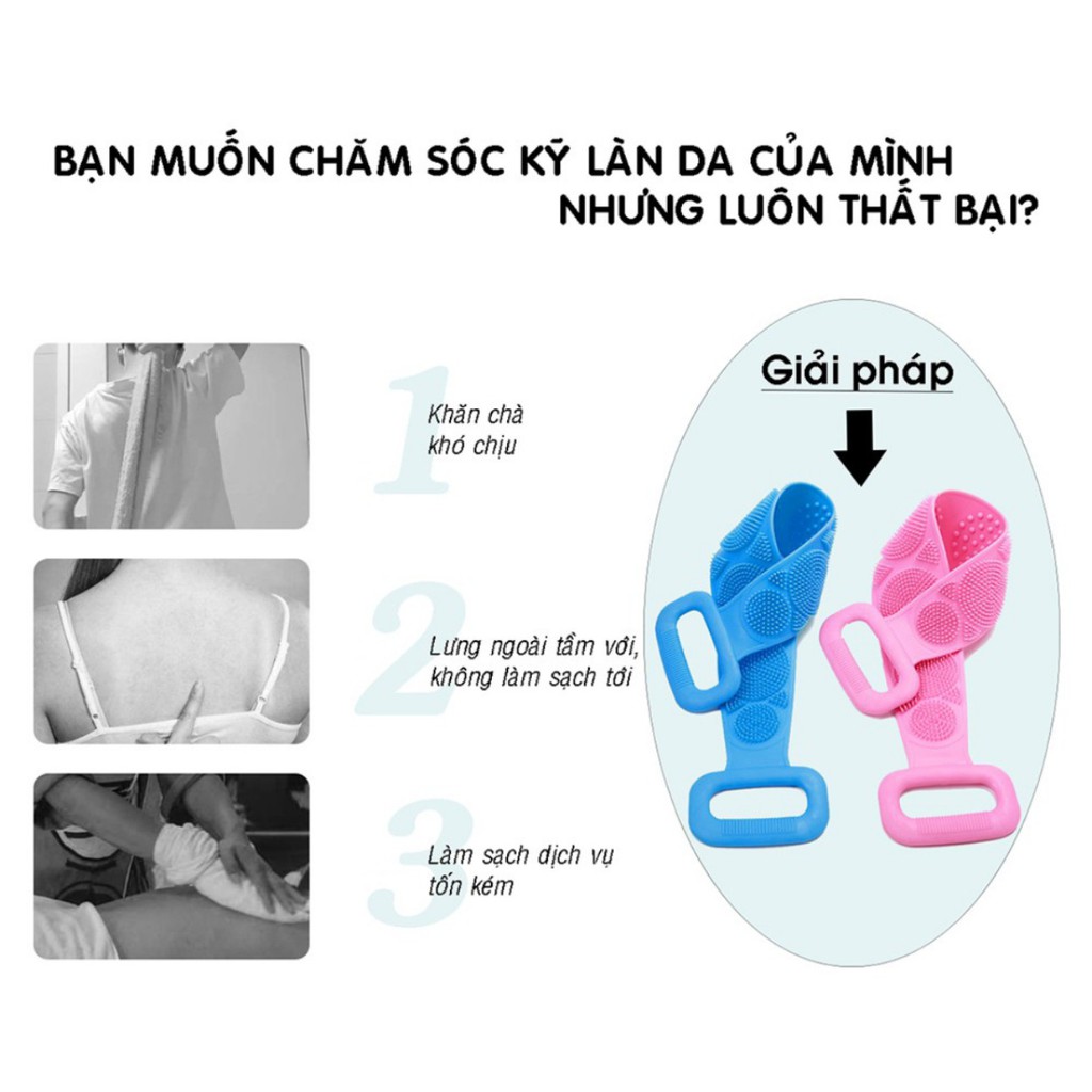 [bán chạy] Dây Đai Chà Lưng silicon 𝑭𝒓𝒆𝒆𝒔𝒉𝒊𝒑 Cọ Lưng 2 Mặt Đa Năng Silicon Kỳ Cọ Massage Tẩy Da Chết Khi Tắm