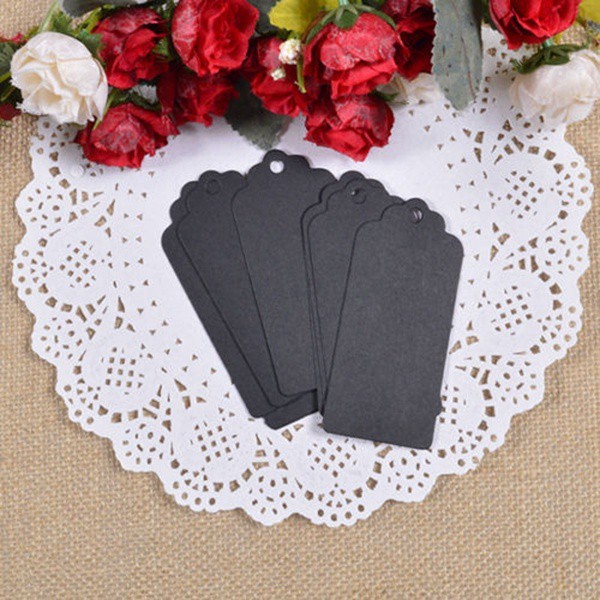 100 Giấy kraft kèm dây treo chưa có họa tiết dùng để trang trí thủ công cho tiệc cưới/ quà tặng