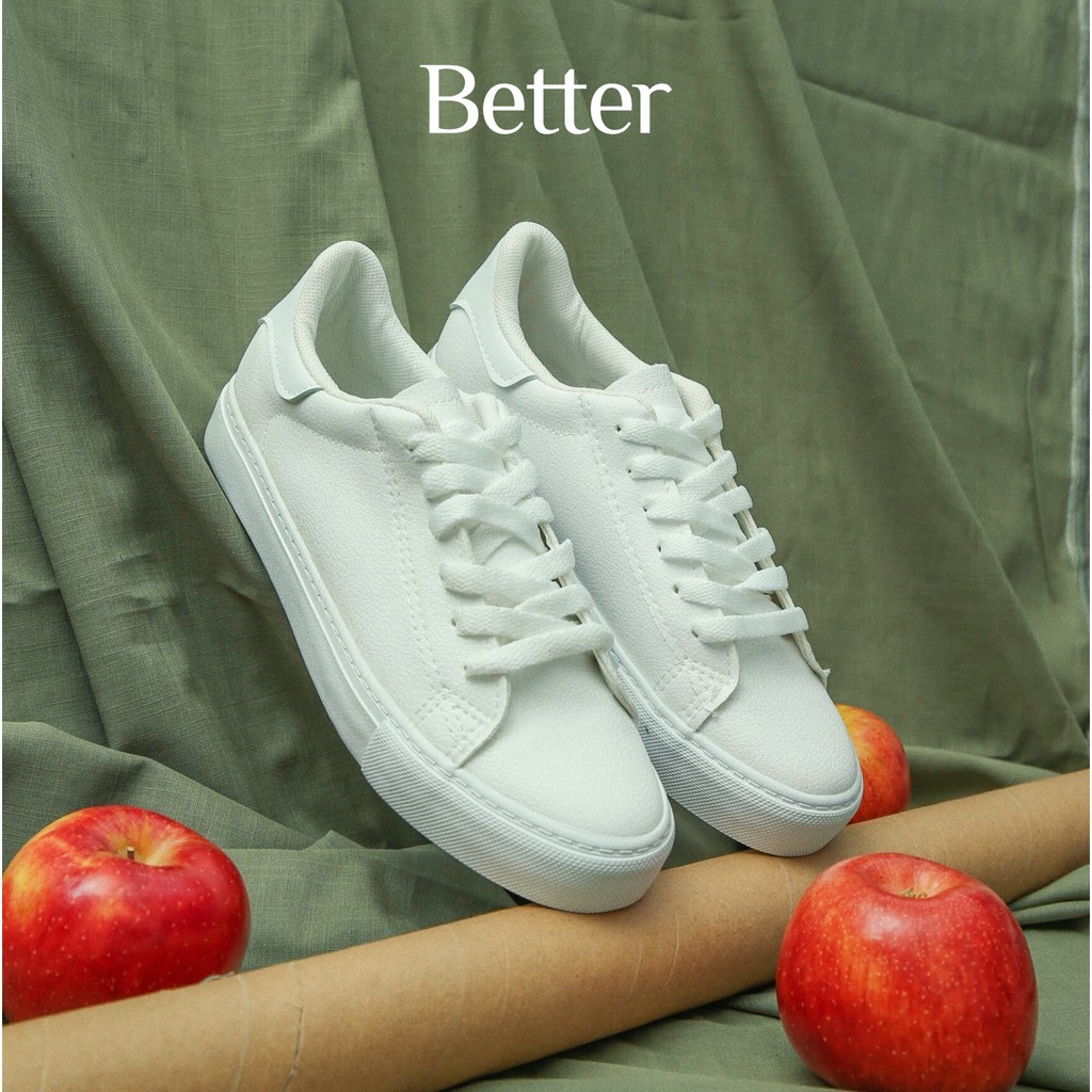 Giày Sneaker da trắng trơn Better Shoes 020118002