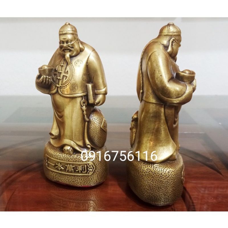 Ông Quản Gia Bằng Đồng cao 22cm, Tượng Phú Ông Thẩm Vạn Tam, tượng đồng Phong Thủy, quà tặng chiêu tài