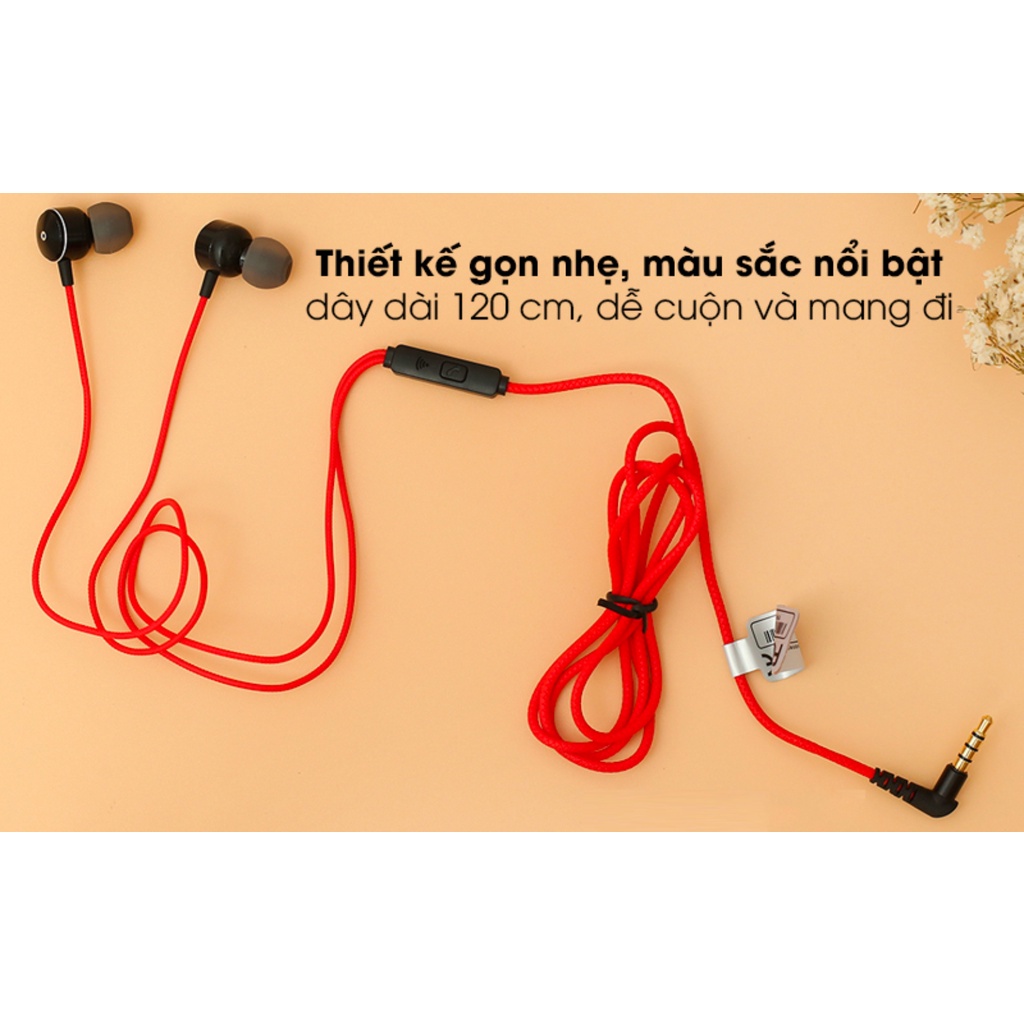 Tai Nghe Rapoo EP28 Màu Đỏ Nhét Tai Sport Đàm Thoại - Bảo Hành 2 Năm 1 Đổi 1