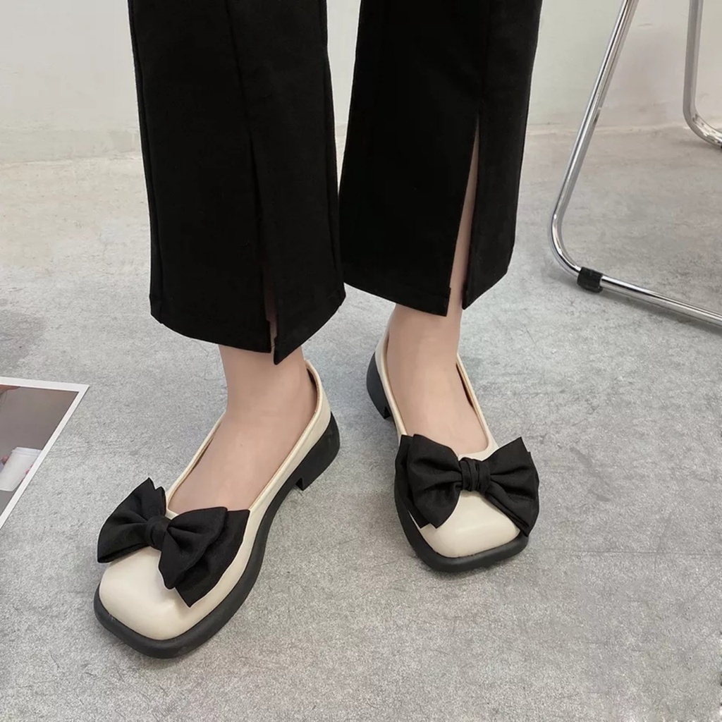 Giày marry đế đốc mũi vuông nơ xinh đế 3cm siêu xinh sang chảnh