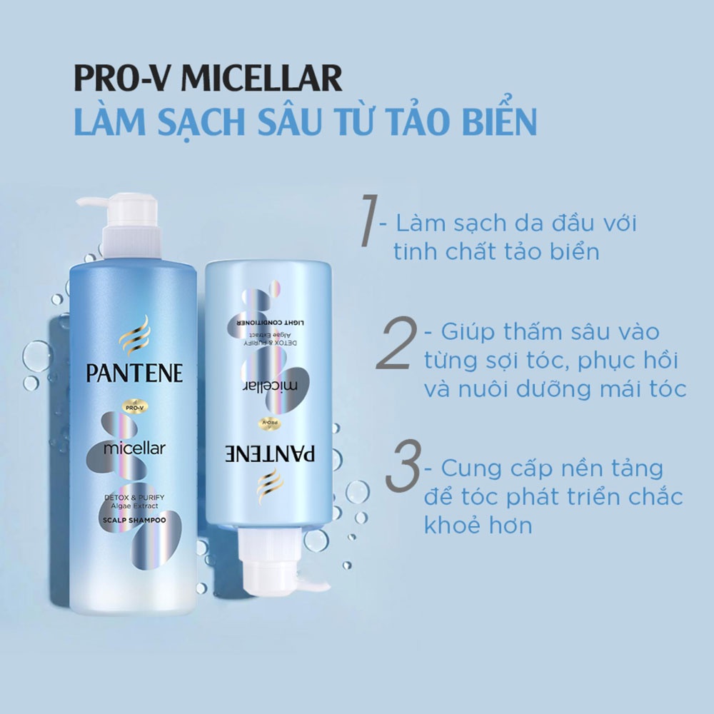 Dầu Xả Micellar Dịu Nhẹ Cho Tóc PANTENE Micellar Light Conditioner