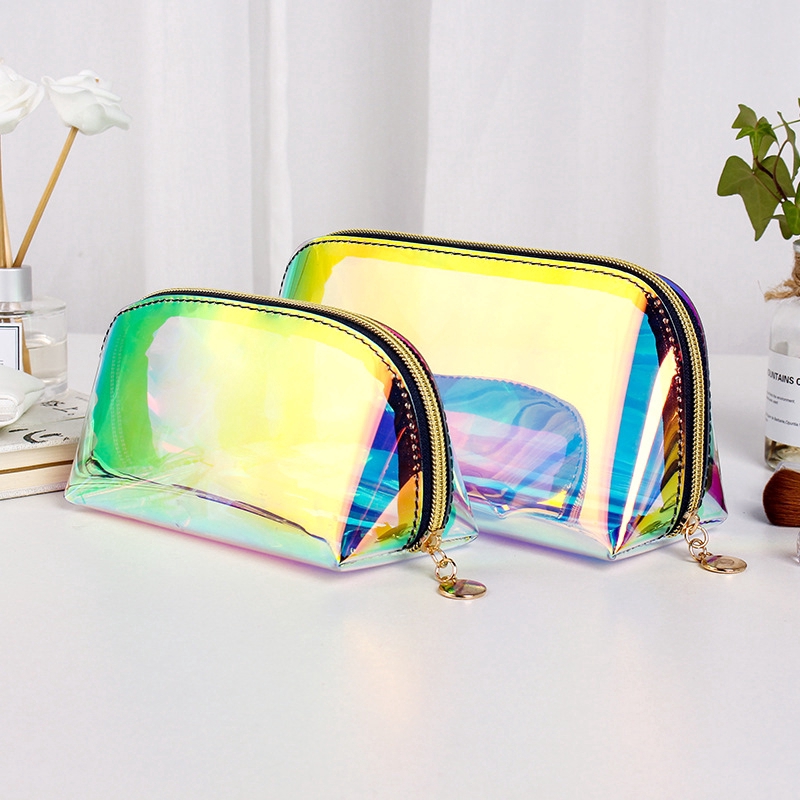 Korean style laser color transparent PVC cosmetic bag