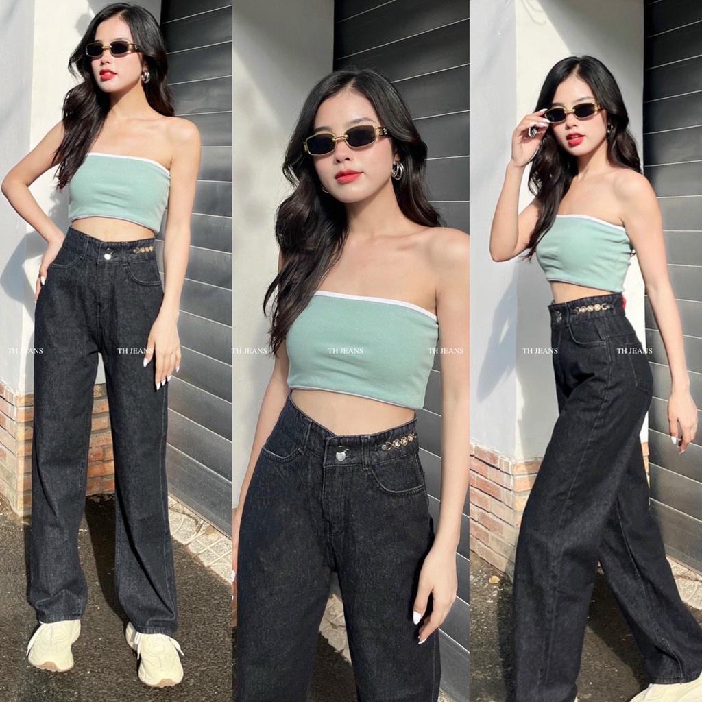 Quần jeans lưng cao, jin nữ, jeans ống suông, jeans xuông mặc thoải mái cho các nàng hot hit ma DM346
