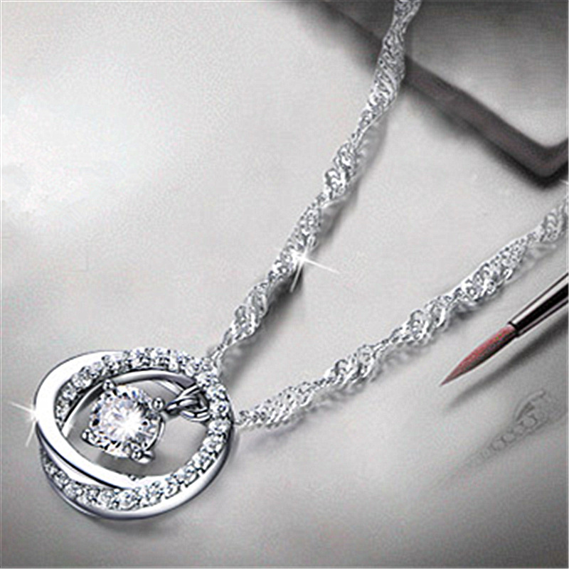 AIFEI♥👄 Silver 925 Original Necklace Women's New Ring Smart Pendant Simple All-Match Clavicle Chain Japanese and Korean Dazzling Pendant fashion Loket-S1