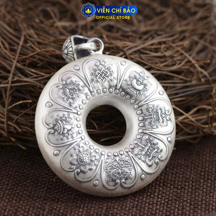 Mặt dây chuyền bạc nam Bát bảo cát tường Bát nhã tâm kinh chất liệu bạc Thái 925 thương hiệu Viễn Chí Bảo M100132