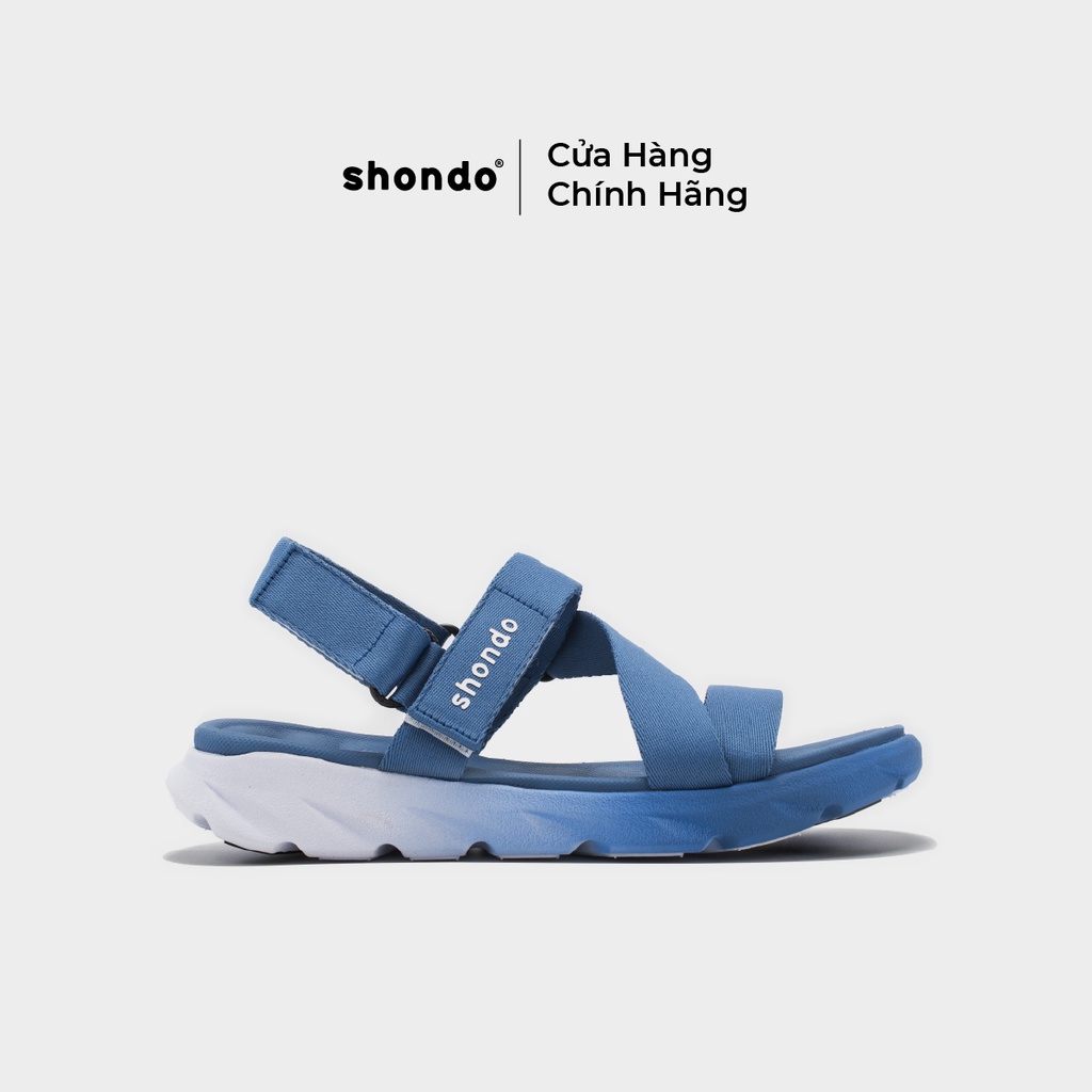 Giày Sandals Nam Nữ Unisex Shondo F6 Sport Ombre Xanh Parisian Trắng F6S0339