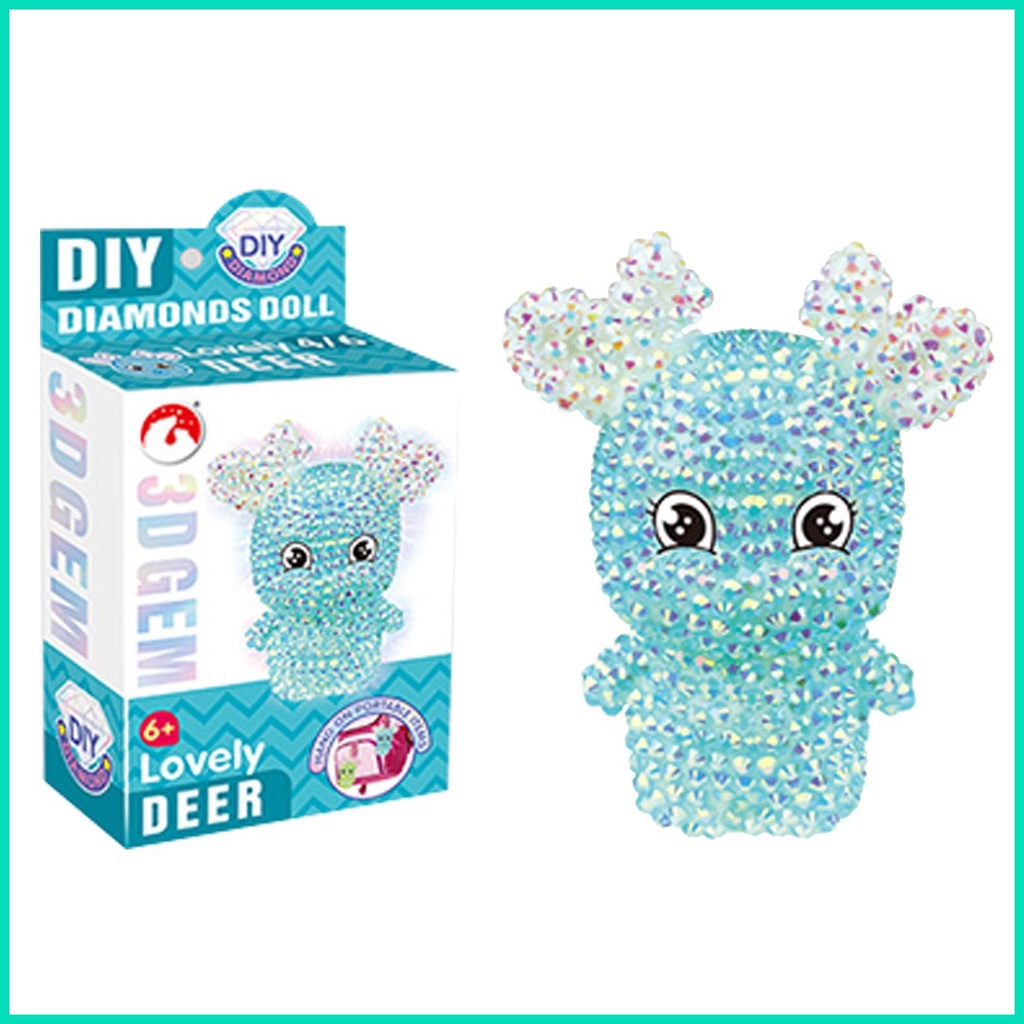 Bộ Móc Khóa Đính Đá 5D DIY Hình Chú Hươu Để Trang Trí