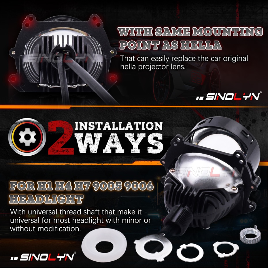 Đèn pha led cỡ 3inch thay thế cho đèn H4 H7 H1 9005 9006 tiện dụng