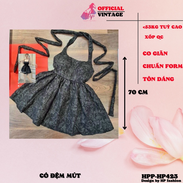 Đầm hở lưng body yếm cột nơ sau , váy yếm dáng xoè khoá kéo lưng sang chảnh  tôn dáng dự tiệc màu đen VD423
