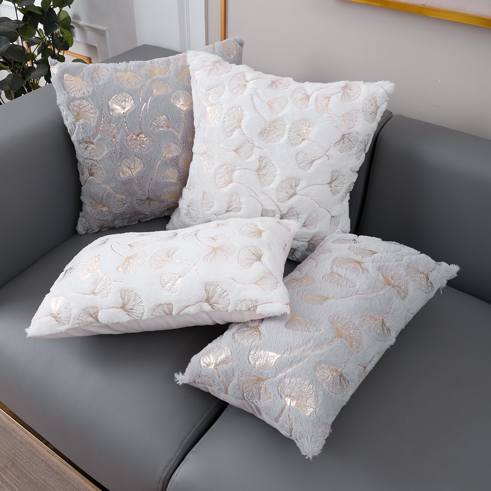Vỏ Gối Vuông 45 X 45 30 X 50Cm Bằng Vải Bông In Họa Tiết Tem Vàng Trang Trí Nhà Cửa