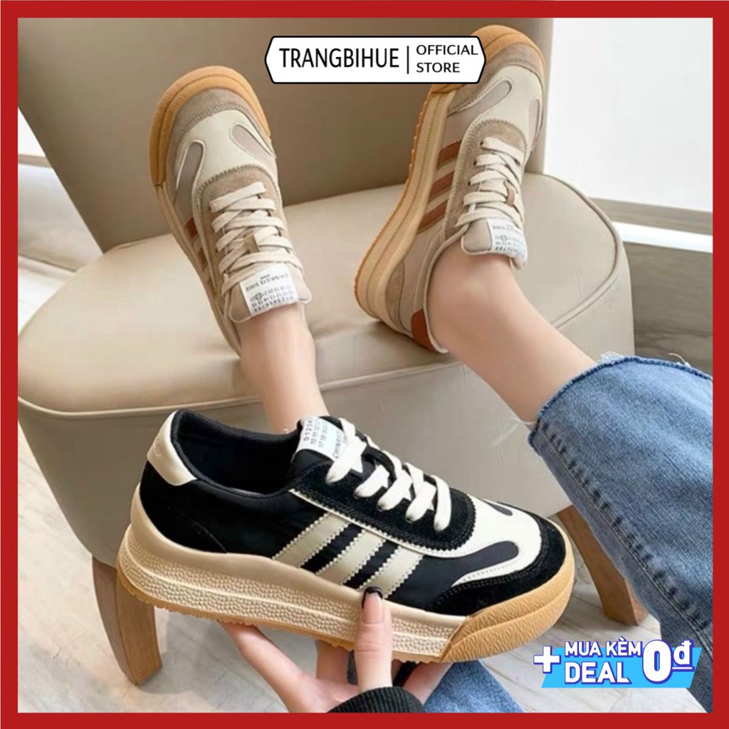 Giày Độn Đế Nữ 3 Vạch Mới nhiều màu cá tính thời trang chất liệu siêu bền mũi tròn