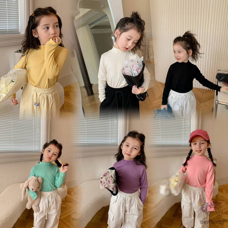 Áo Thun Tay Dài Cổ Giả Nhiều Lớp Cơ Bản Dành Cho Bé Gái Phong Cách Hàn Quốc
