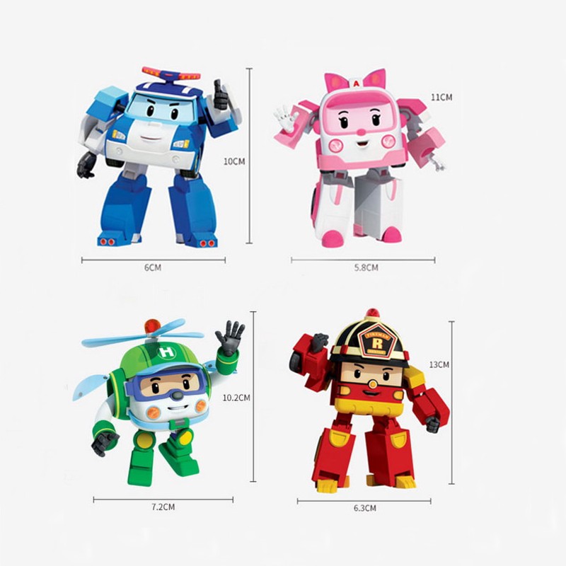 Bộ 4 chiếc xe đồ chơi biến hình biệt đội xe robocar Poli Super Wings