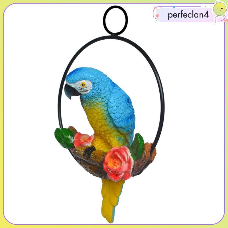 Tượng Vẹt Nhân Tạo Bằng Nhựa Resin Nhân Tạo Có Vòng Kim Loại Trang Trí Sân Vườn