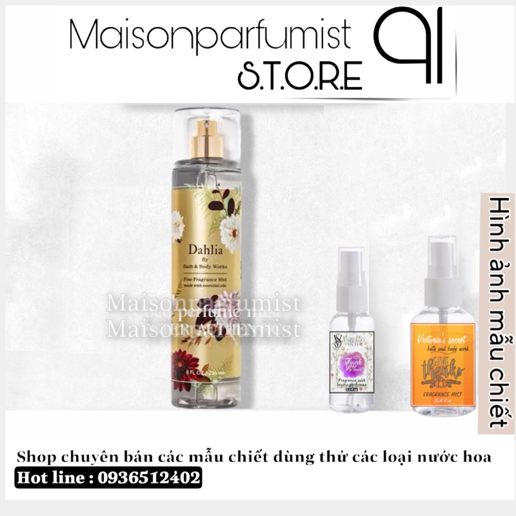 Xịt thơm cơ thể Body mist Bath & Body Works - Dahlia -𝐦𝐚̂̃𝐮 𝐭𝐡𝐮̛̉ 𝟑𝟎𝐦𝐥/𝟓𝟎𝐦𝐥