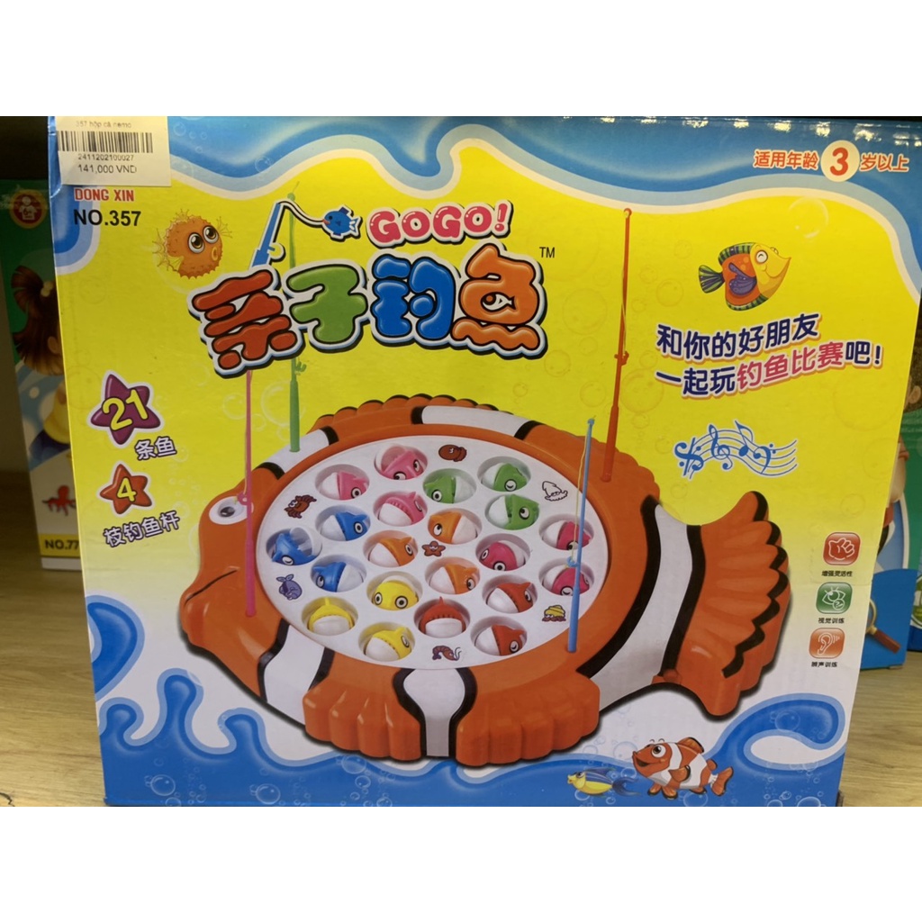 Bộ đồ chơi câu cá phát nhạc, cần câu nam châm phù hợp bé từ 3 tuổi