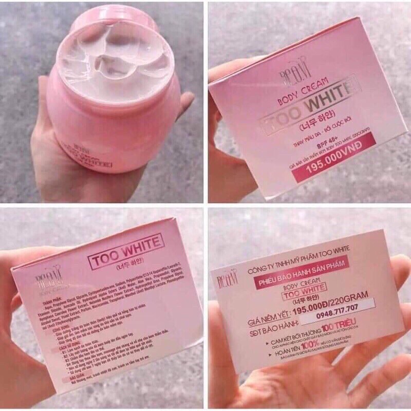 Kem body Beovi Too White siêu trắng hồng mịn da, dưỡng trắng nhanh, dưỡng ẩm, thấm BEAUTY CARE | BigBuy360 - bigbuy360.vn