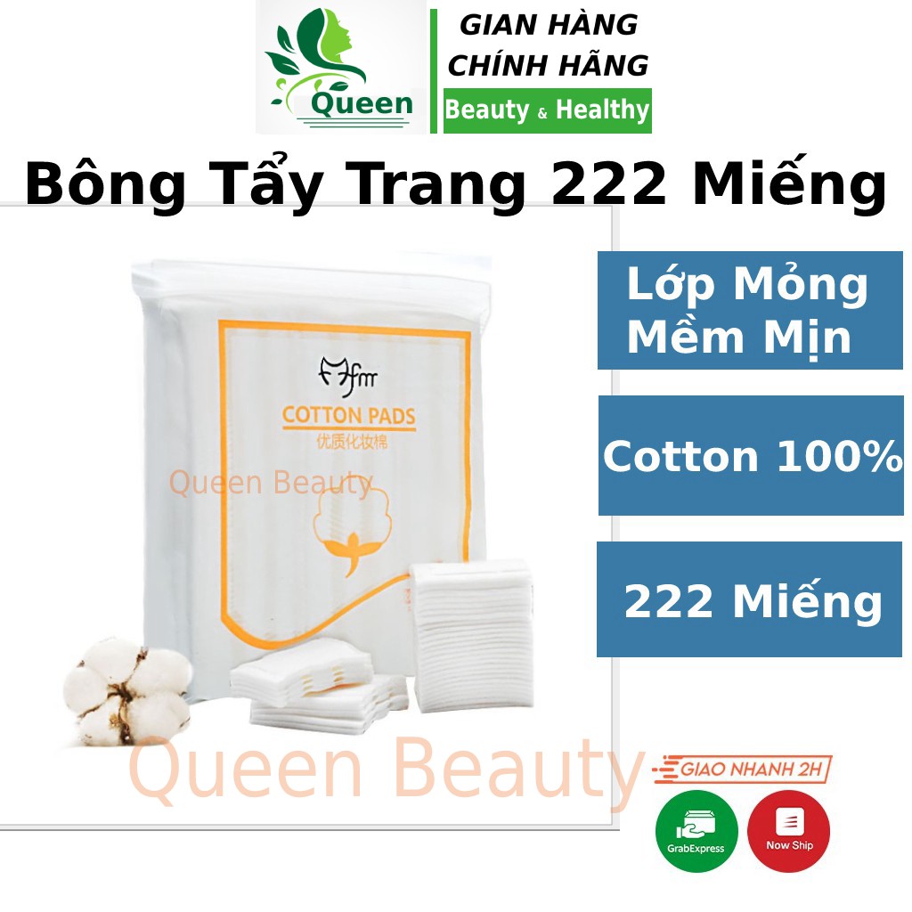 Bông tẩy trang 222 miếng cotton giá rẻ nhật bản silcot mỏng muji bạch tuyết miniso Queen Beauty - BTT 222 Miếng