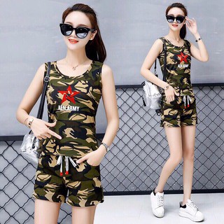 Set bộ thun nữ áo sát nách quần short cá tính