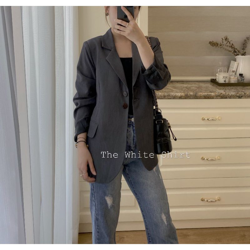 EMMY BLAZER - áo blazer trẻ trung thanh lịch màu ghi đậm