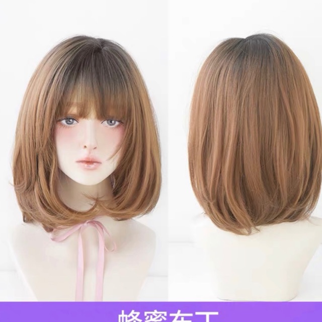 Tóc giả cúp tự nhiên chân đen nâu vàng 🥰cc79