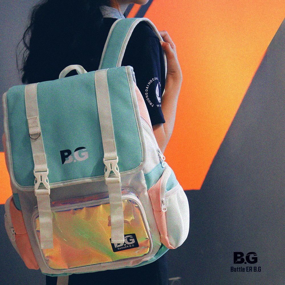 Balo đi học BATTLE ER B.G mẫu x001 Cyan Unisex Streetwear Backpack