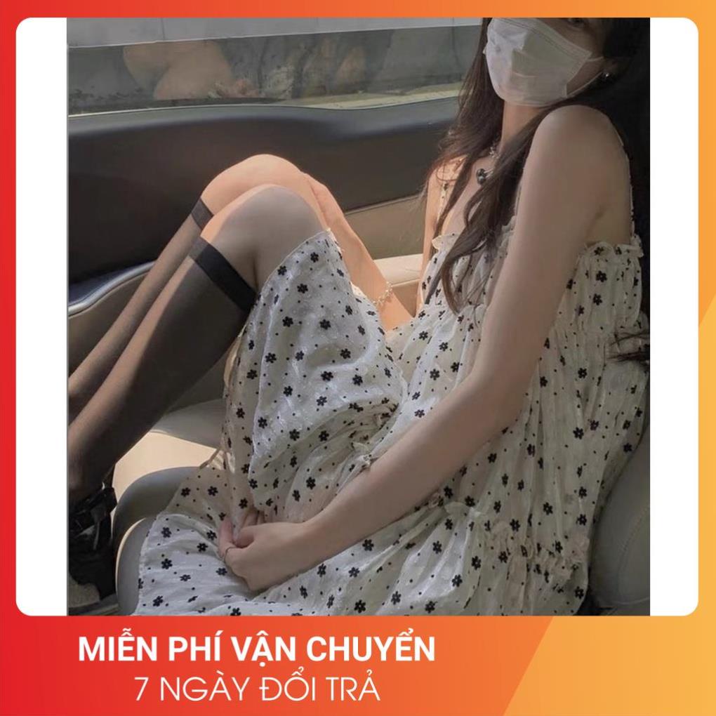 Đầm 2 Dây Hoa Chấm Bi 24AP Nữ [FREESHIP] 🌸 Váy ngủ babydoll 3 tầng phối viền bèo tiểu thư mặc đi biển Ulzzang 🌸 | BigBuy360 - bigbuy360.vn