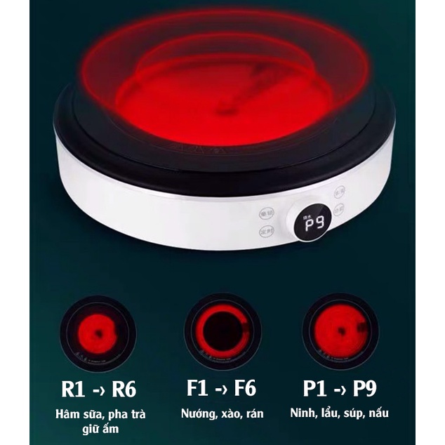 Bếp Hồng Ngoại Đơn Không Kén Nồi Công Suất 2200W - 9 Mức Nhiệt Mạt Kính Cường Lực Chống Trơn Trượt