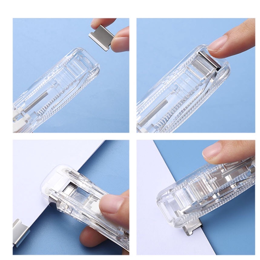 Set kẹp giấy và 8 ghim thay thế có thể kẹp đến 40 tờ giấy tiện dụng Deli 8591 / OEM trong suốt nhiều hình
