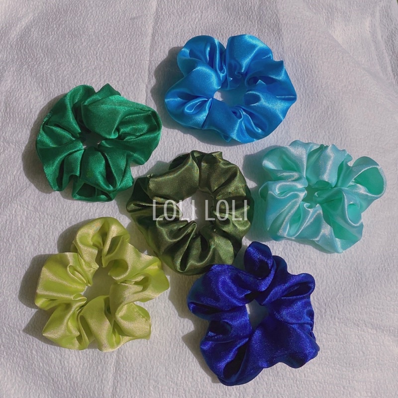 Scrunchies cột tóc phi lụa cỡ lớn màu trơn đơn giản
