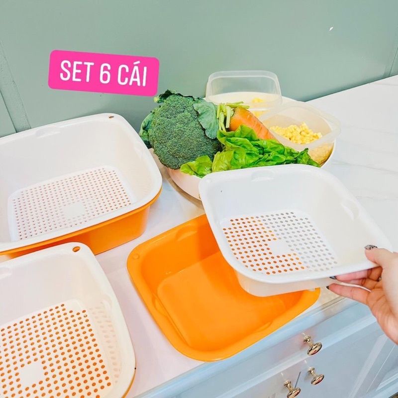 Set Rổ 6 Món ECCO Đa Năng - Set 6 rổ chậu nhựa cứng cáp