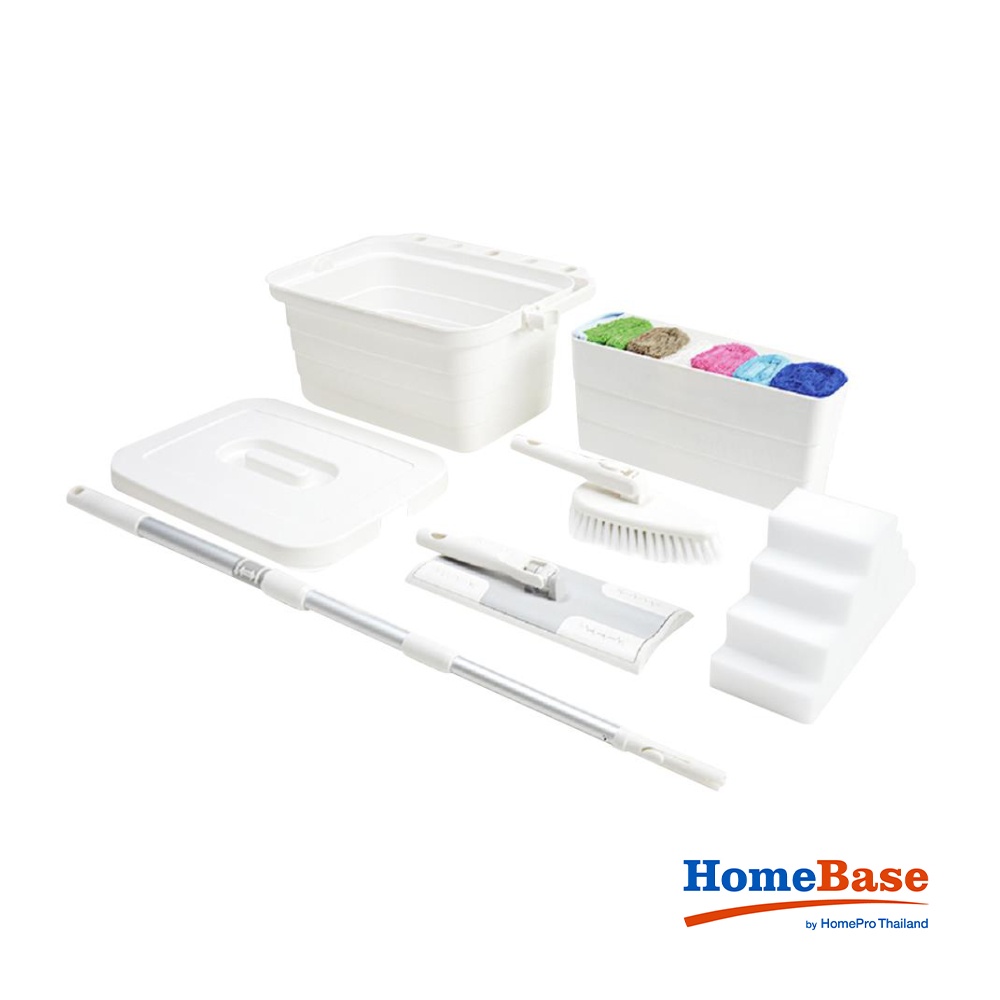 HomeBase ACCO Bộ đồ dùng vệ sinh nhà cửa bằng nhựa SOCHI W36xH18xD25cm màu trắng