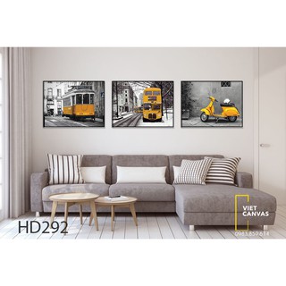 Tranh canvas treo tường trang trí nhà hiện đại Bộ 3 Tranh Xe Cổ Điển ( hỗ trợ treo tranh miễn phí ở TP.HCM & Hà Nội)