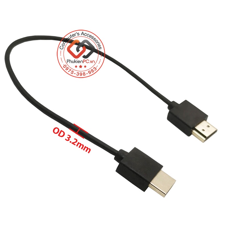 Dây cáp HDMI 2.0 ngắn 0.3M 0.5M dây siêu nhỏ, mềm mại 4K60hz