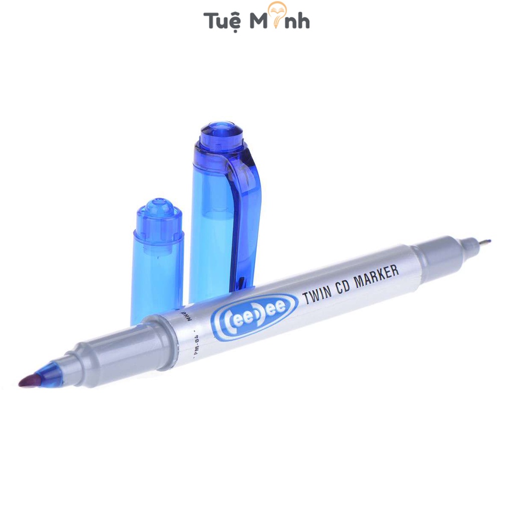 Bút lông dầu 2 đầu Thiên Long PM-04 nét 1mm + 0.4mm mực xanh, đen, đỏ viết được nhiều chất liệu