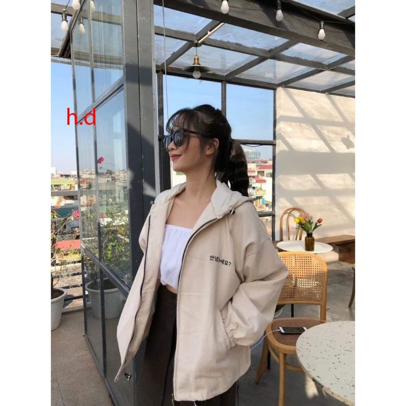 Áo Khoác nhung chữ Hàn ngực chất nhung tăm hot hit.hangtotgiare98