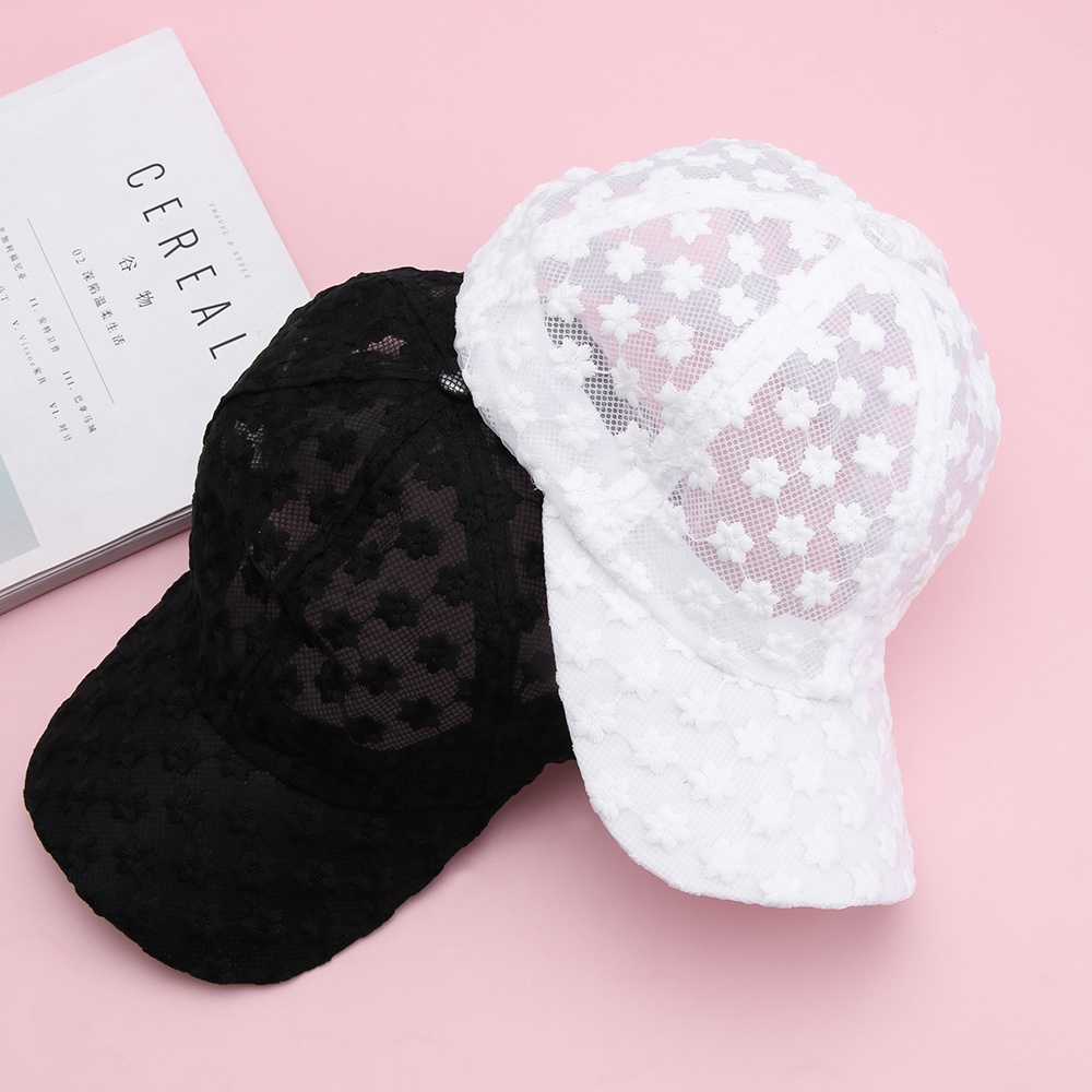 Mũ lưỡi trai phối ren lưới thoáng khí thời trang nhiều màu sắc tùy chọn dành cho nữ