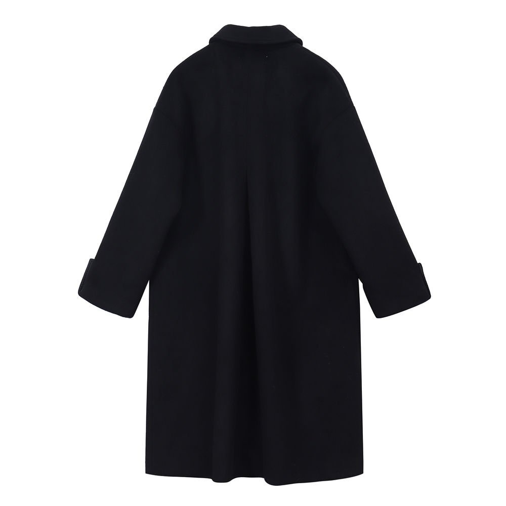 Áo Khoác Len Dáng Rộng Dài Vừa Vặn Cài Nút Sừng Phong Cách Hàn Quốc Thời Trang Thu Đông Cho Nữ